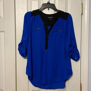 Blue & Black Business Blouse
